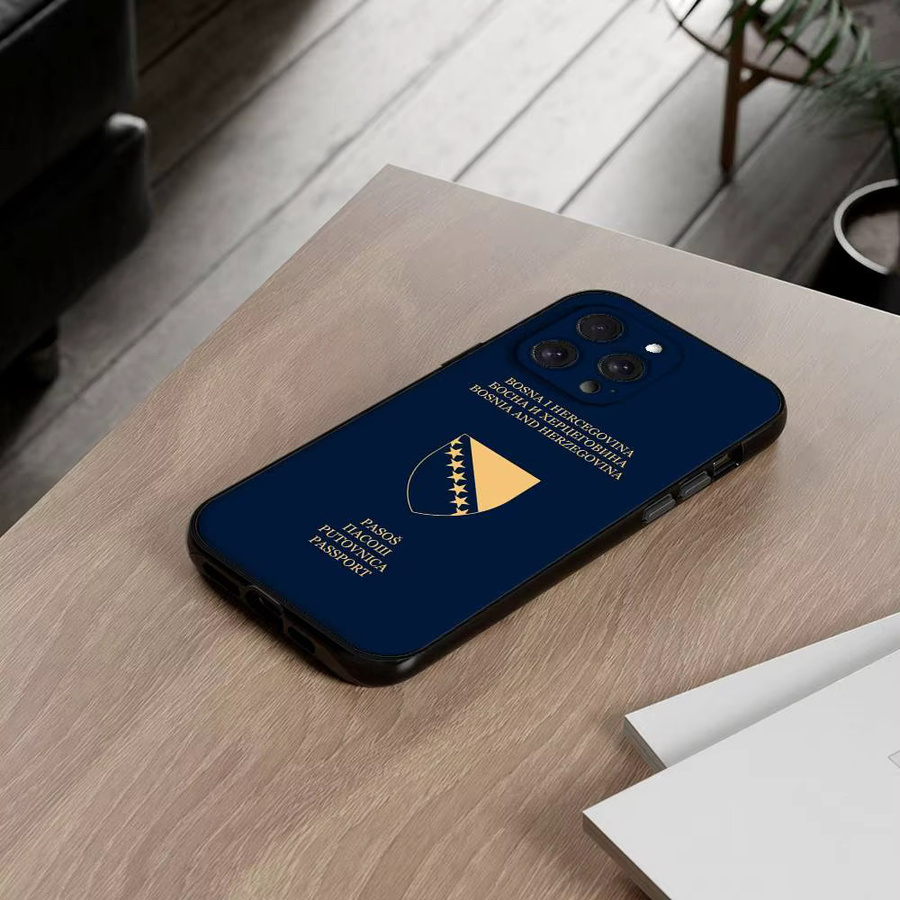 Handyhülle im Bosnien-Herzegowina Reisepass Design für Apple iPhone (alle Modelle), Schwarz - Bild 3