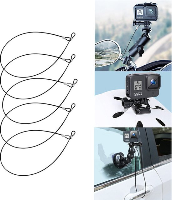 Sicherheitsseil Lanyard in Schwarz für DJI Action 6 5 4 sowie Insta360 X5 X4 Ace Pro 2 und GoPro 13 12 11 Kamera-Zubehör zur Vermeidung von Verlusten - Bild 1
