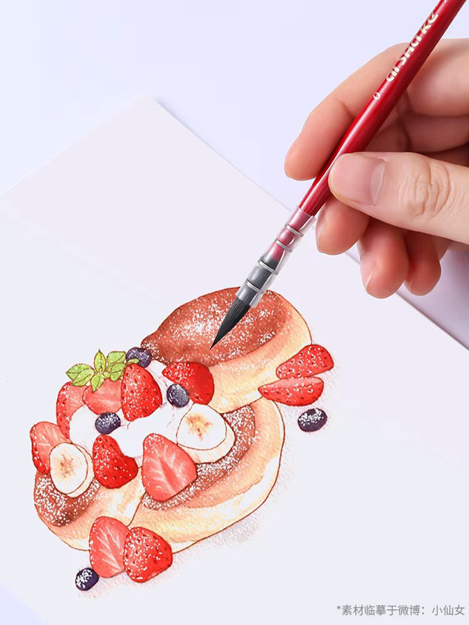 Professioneller Aquarellpinsel aus synthetischem Eichhörnchenhaar in Rot für Künstler - Bild 4