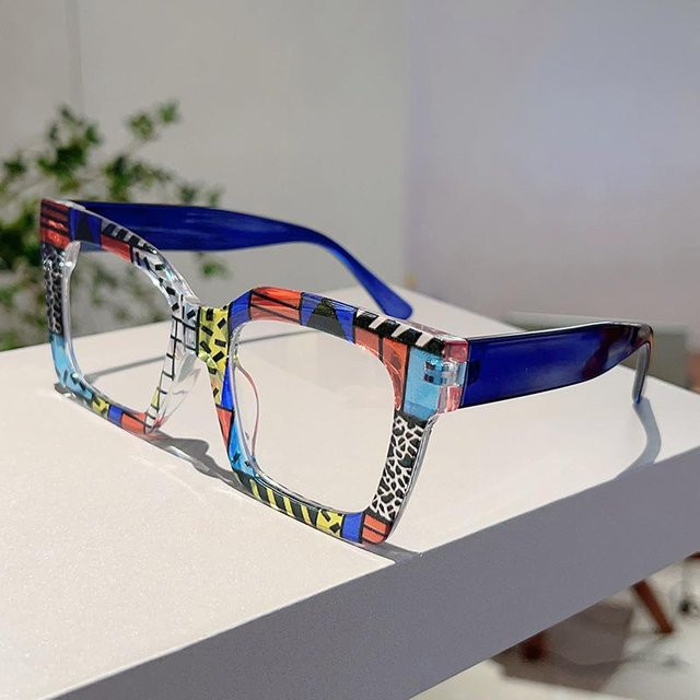 Dote Brille, quadratisch, Vollrand, Kunststoff, grau, bunt, Damen - Bild 1