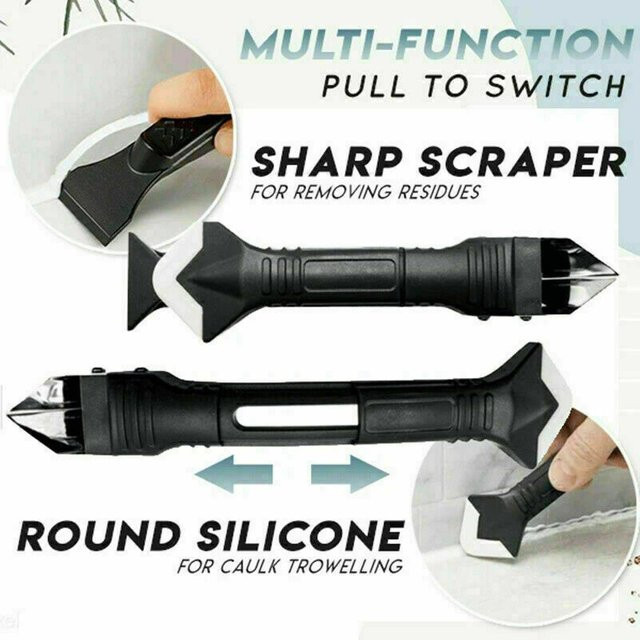 5 in 1 Silikonentferner und Dichtmittel-Set mit glattem Schaber und Finisher für Mörtel und Bodenbeläge in Schwarz - Bild 1