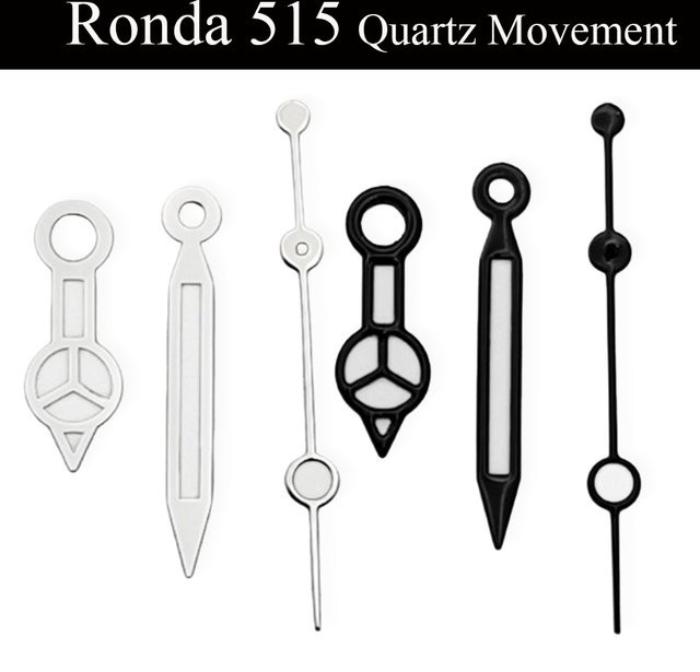 Ronda 515 Uhrzeiger, Cyan, Silber, passend für Ronda 515 Quarzwerk - Bild 1