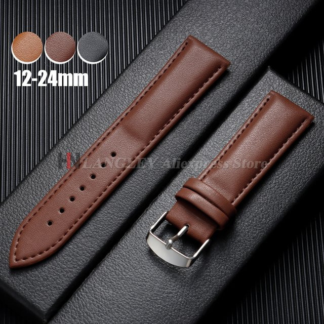 Uhrenarmband Langley, Leder, Schwarz, Unisex, Dornschließe - Bild 1