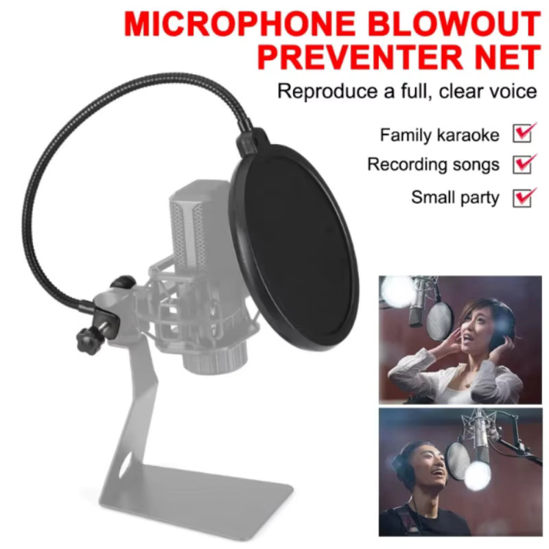 MF6 Mic Zubehör Metall PoP Doppelschichtfilter Universal Mikrofon Windschutzscheibe für Studio Aufnahme Kondensatormikrofon in Schwarz - Bild 3