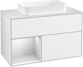 V&B Waschtischunterschrank Finion in Weiß glänzend lackiert, Breite: 100 cm, Tiefe: 60,3 cm - Bild 1