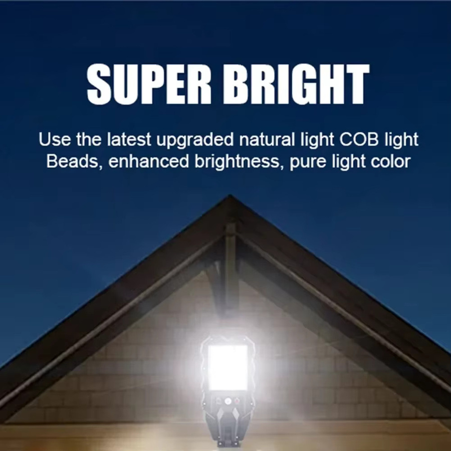 XIWANGFIRE Solar LED Außenleuchte mit Motion Sensor und 3 Modi, Wasserdichte LED Wandlampe für Garten und Außenbereich, Schwarz - Bild 2
