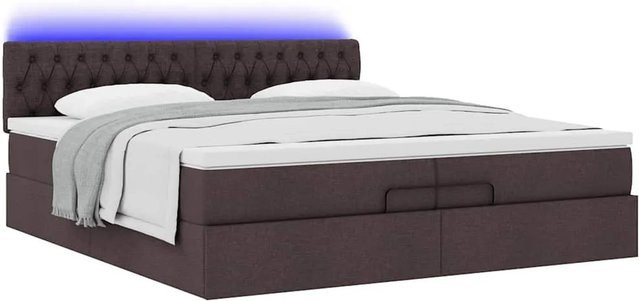 vidaXL Ottoman-Bett mit Matratzen und LED-Unterbettbeleuchtung in Dunkelbraun, B/T: 200 x 200 cm - Bild 1
