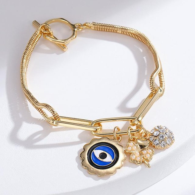 Armband, Teufelsauge Öltropfen Anhänger, beige, Zinklegierung, Damen - Bild 1