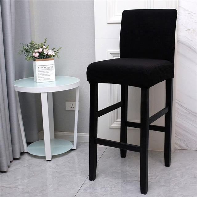 Wasserdichter Barstuhlbezug von Yiran Furniture in Schwarz mit kurzer Rückenlehne, elastischer Stretch-Stuhlbezug aus Polyester und Elasthan, schmutzabweisend und waschbar - Bild 1
