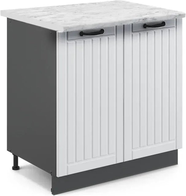 Vicco Spülenunterschrank Fame-Line in Weiß und Anthrazit im Landhausstil mit Regal, B/T/H: 80 x 60 x 82 cm - Bild 1