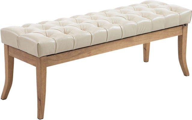 TPFLiving Sitzbank Romeo Chesterfield aus Kunstleder in Creme, Breite: 120 cm - Bild 1