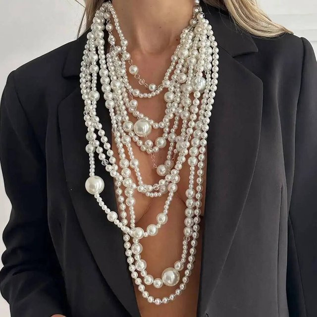 Lacteo Mode Choker Halskette, Perle, Weiß, Damen - Bild 1