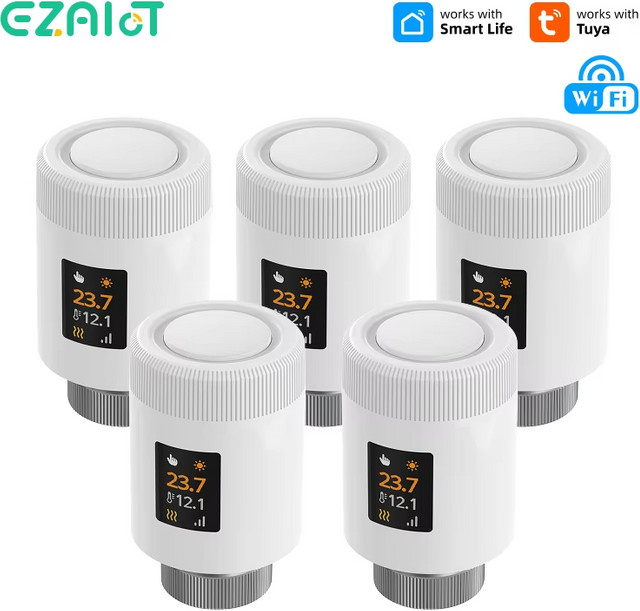 EZAIOT Tuya Smart WiFi6 Thermostatisches Heizkörperventil TRV in Weiß mit App-Steuerung und Smart Home Integration für Alexa und Google Home - Bild 1