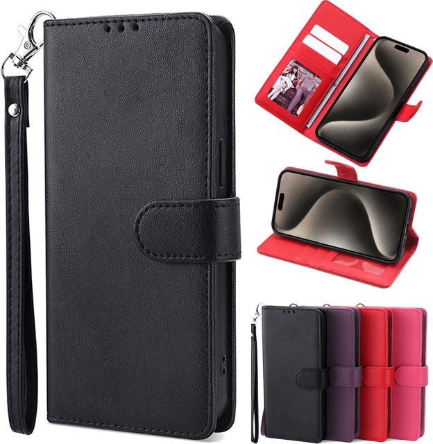 Magnetische PU-Leder-Handyhülle für Samsung Galaxy S26 S25 S24 S23 S22 S21 Plus Ultra FE Edge 5G in Schwarz - Bild 1