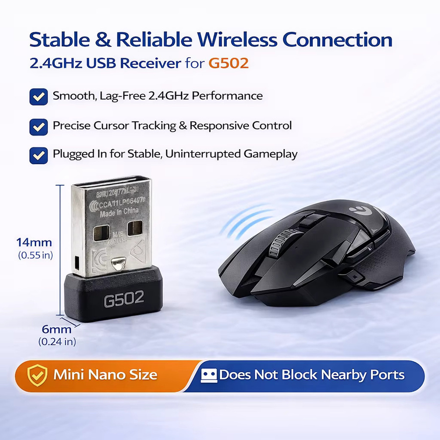 Logitech USB-Empfänger-Dongle für G502 kabellose Maus, 2,4 GHz Ersatzadapter, Schwarz - Bild 4