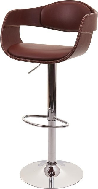 Barhocker MCW-A47b im Retro-Design aus Holz und Kunstleder, braun, 360 Grad drehbar - Bild 1