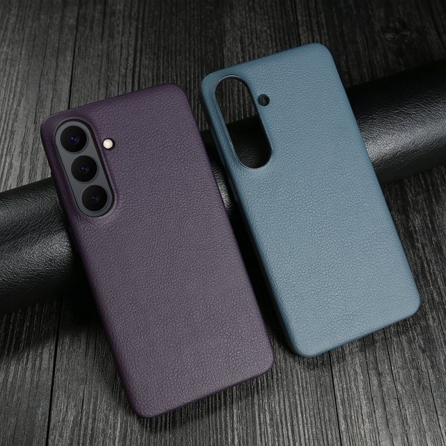 Premium Leder Handyhülle für Samsung Galaxy S26 Plus S25 Edge S24 S23 FE S22 S21 S20 Note20 Ultra in Schwarz und Lila - Bild 1