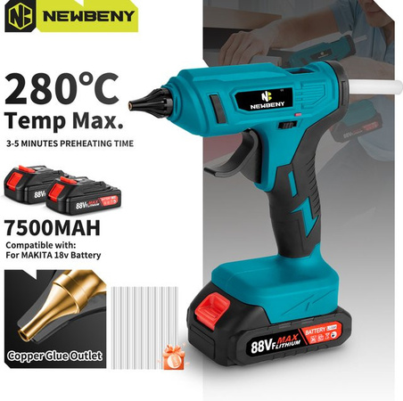 NewBeny Elektrische Heißklebepistole mit 10 Klebesticks, Tragbares Akku-Reparaturwerkzeug für Makita-Akkus, Blau