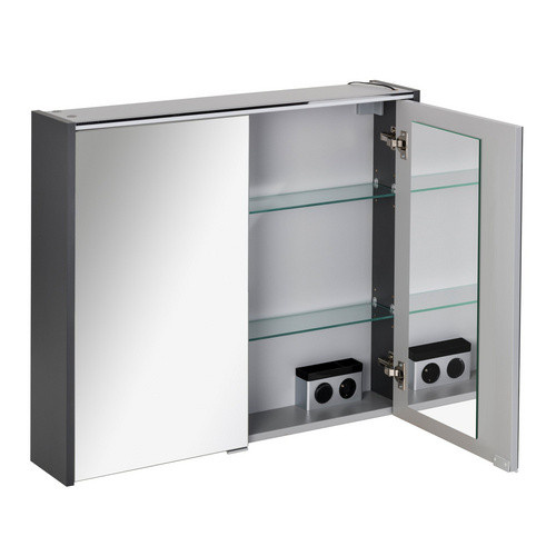 Fackelmann Spiegelschrank Denver Anthrazit mit LED-Beleuchtung und Softclose Türen B/H/T: 80 x 68,3 x 16 cm - Bild 3