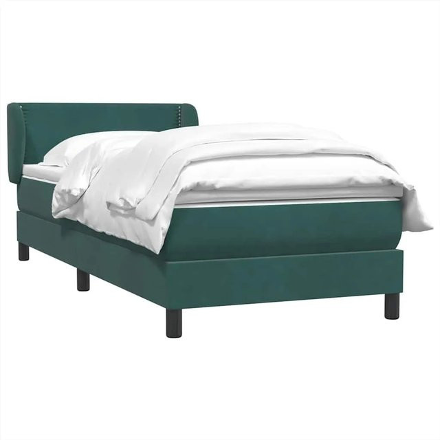 vidaXL Boxspringbett mit Matratze Dunkelgrün aus Samt, Hybrid-Design mit Taschenfederkern, B/T/H: 80 x 220 x 83 cm - Bild 1