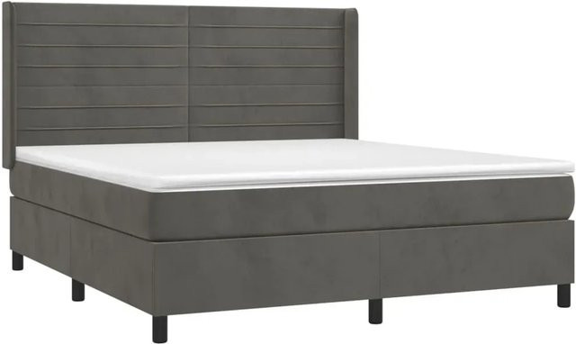 vidaXL Boxspringbett mit Matratze und LED-Beleuchtung in Dunkelgrau aus Samt, B/T: 160 x 200 cm - Bild 1