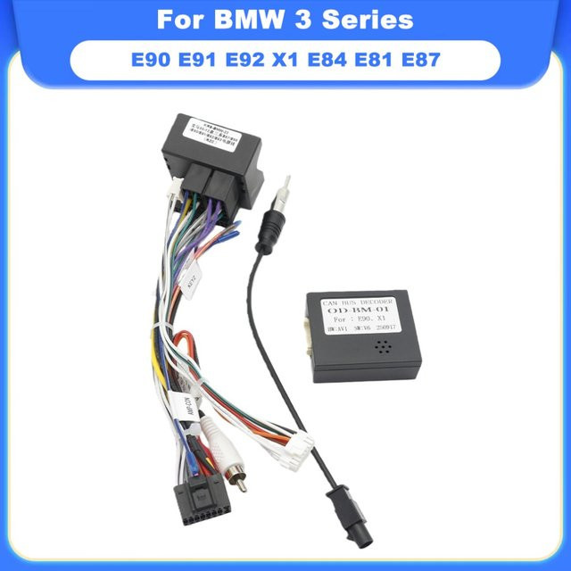 16-poliger Kabelbaum-Adapter mit Canbus-Box für BMW 3er E90 E91 E92 X1 E84 E81 E87 zur Installation von Android Radios - Bild 1