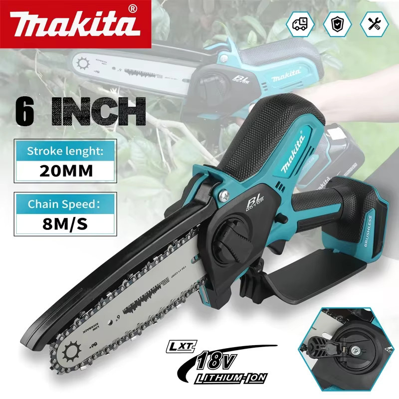 Makita 18V Akku-Kettensäge Mini Tragbare Elektrische 6-Zoll-Säge in Türkis für professionelle Holzarbeiten - Bild 2