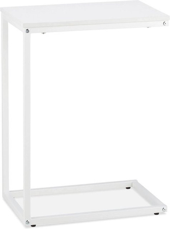 Relaxdays Beistelltisch in C-Form aus Stahl und MDF in Weiß, B/T/H: 60 x 30 x 45 cm