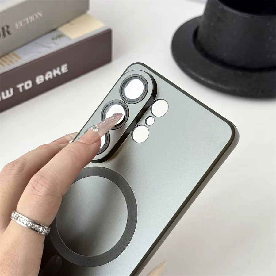 Magnetische Metall-Lack Handyhülle mit Objektivschutz für Samsung Galaxy S26 Ultra S25 S24 S23 S22 S21 Plus Farbe: Rot - Bild 4