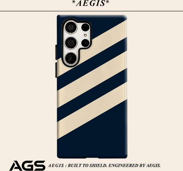 Marineblaue Handyhülle mit Diagonalstreifen und glänzendem Doppelschicht-Design für Samsung Galaxy S25 Ultra, S24 und S23 Ultra Plus - Bild 1