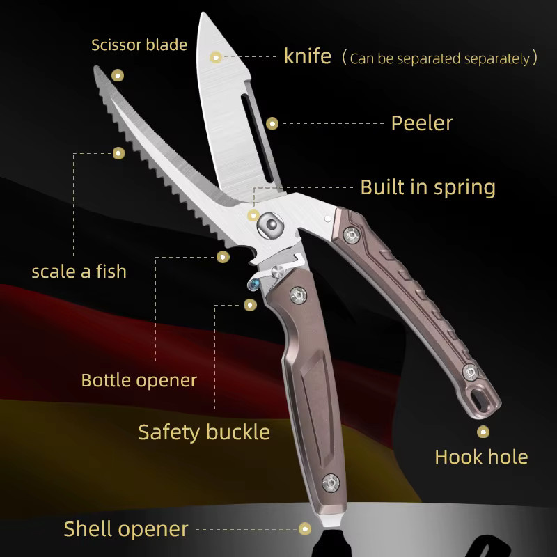 Multifunktionale Geflügelschere aus Edelstahl in Silber mit Federunterstützung für Hühnerknochen - Bild 2
