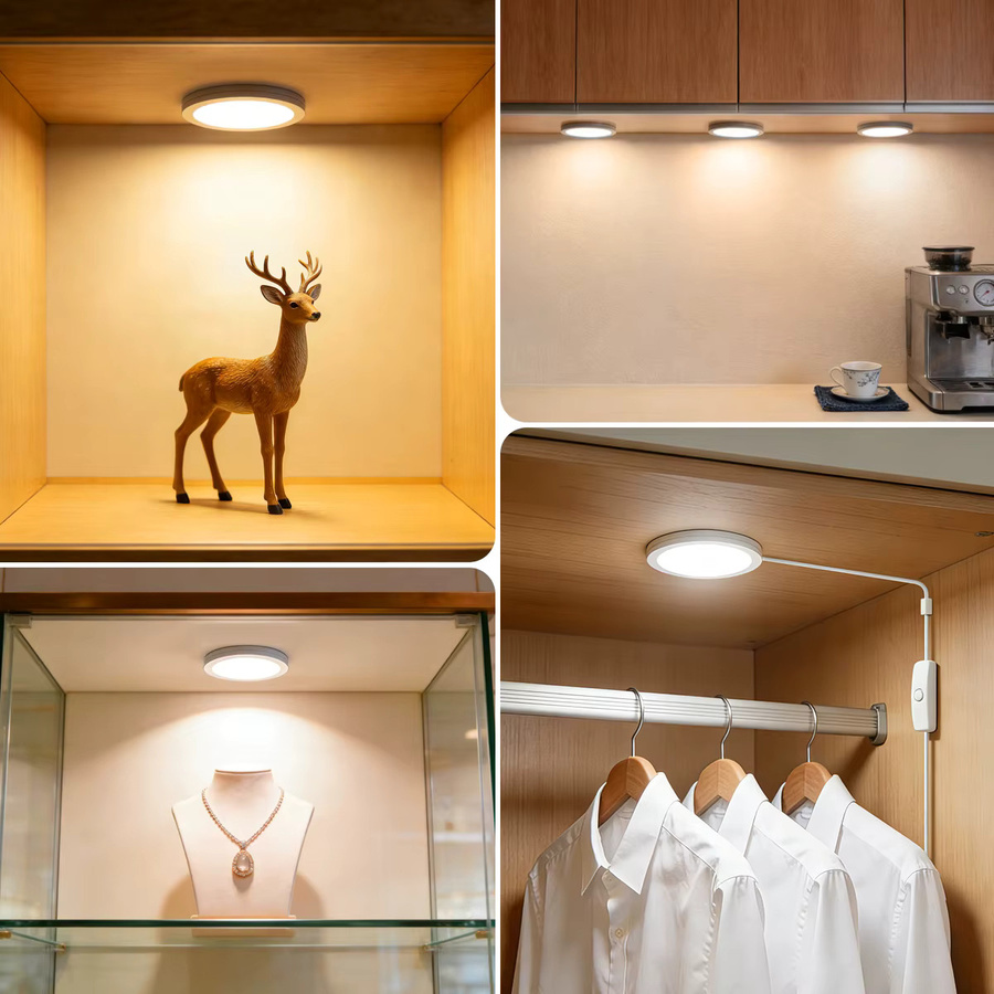 Lcamaw Runde LED-Nachtleuchte in Weiß mit Tastenschalter und USB-Betrieb - Bild 4