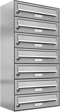 AL Briefkastensystem für 7 Parteien, Aufputzmontage, silberfarben, B/H/T: 153,47 x 80,5 x 27,5 cm - Bild 1