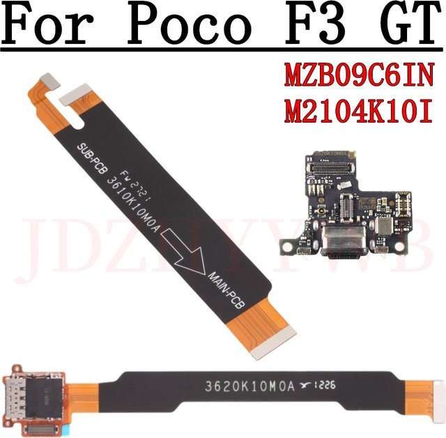 Xiaomi Poco F3 GT USB-C Ladeanschluss und SIM-Kartenhalter Flexkabel in Schwarz - Bild 1