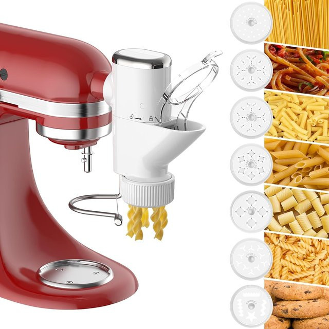 KitchenAid Gourmet Nudelpresse-Aufsatz in Weiß mit 7 austauschbaren Nudeln für Standmixer - Bild 1