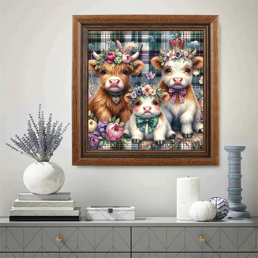EverShine DIY Diamant-Mosaik Set Kuh mit Blumen, Voll-Diamant-Malerei mit runden Steinen in Multicolour, Wanddeko - Bild 3