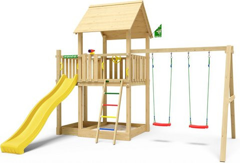 JUNGLE GYM Spielturm Silvi in Gelb und Grün, B: 365 cm, T: 443 cm, H: 349 cm - Bild 1
