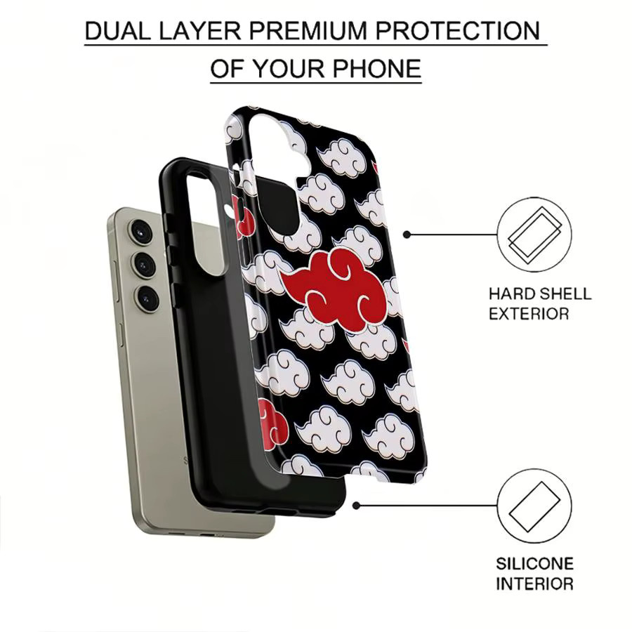 Akatsuki Handyhülle mit rotem Wolkenmuster für Samsung Galaxy S26 S25 Ultra S24 Ultra S23 Ultra S20 FE A56 A36 A26 A16 in Schwarz und Rot - Bild 3