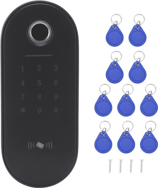 GoolRC Wasserdichtes Zutrittskontrollsystem aus Aluminiumlegierung mit Fingerabdruck, Passwort und 13,56 MHz IC-Karte in Schwarz - Bild 1