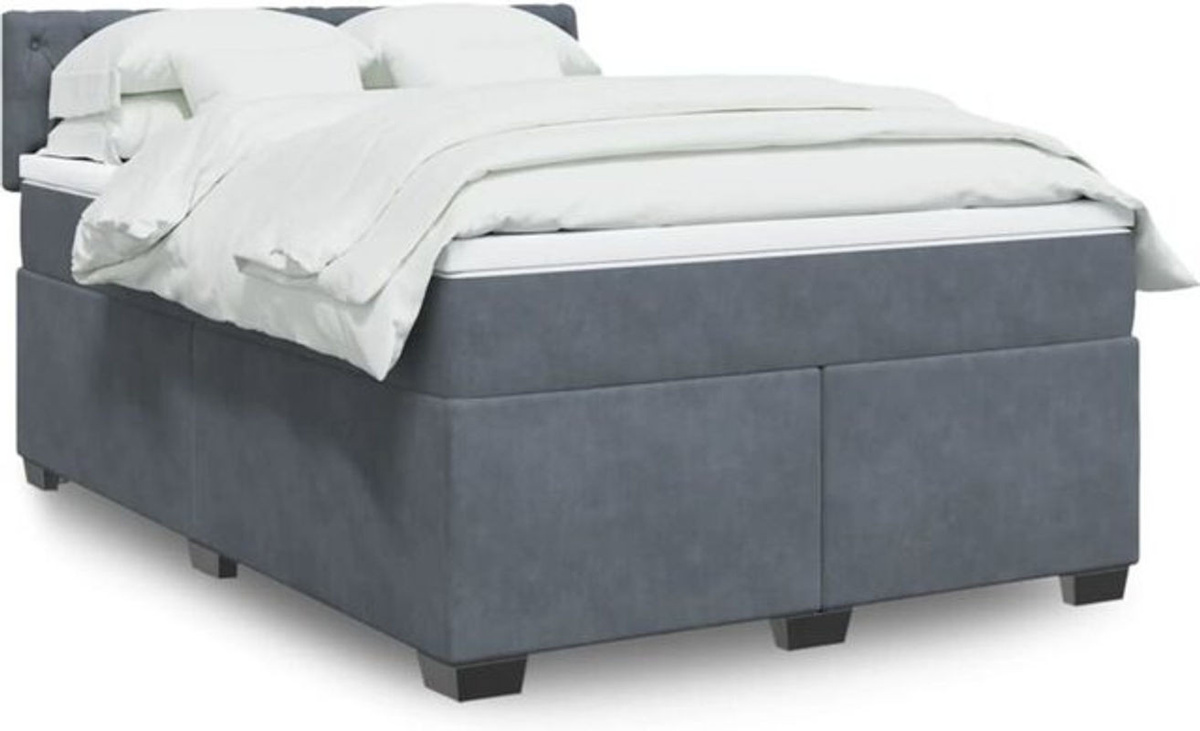 Vidaxl Boxspringbett mit Matratze aus Samt in Anthrazit B/T/H: 140 x 190 cm - Bild 1