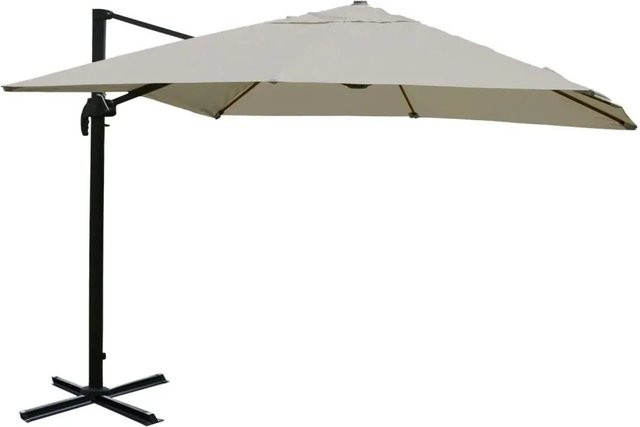Gastronomie-Ampelschirm MCW A96 in Creme-Grau, drehbar, aus Polyester, Alu und Stahl, Durchmesser: 4,24 m - Bild 2