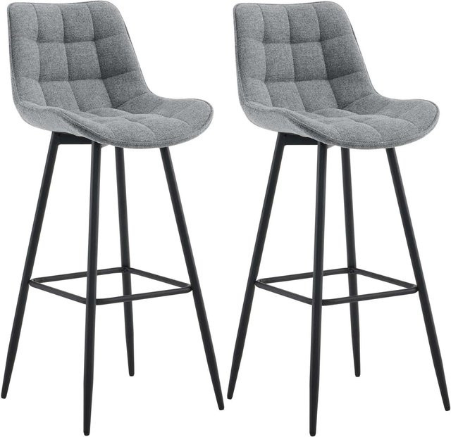 CLP 2er Set Barhocker Dartford modern grau mit Samtstoff und Metallgestell - Bild 1