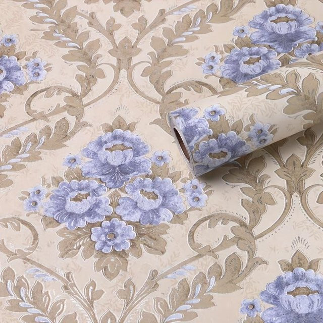 SZ-Damai 3D-Tapete mit lila Retro-Blumenmuster, selbstklebend, B: 45 cm, L: 1000 cm - Bild 1