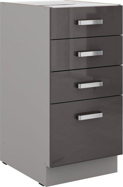 Küchen Unterschrank Grey Bianca in Hochglanz Grau mit einer Höhe von 40 cm - Bild 1