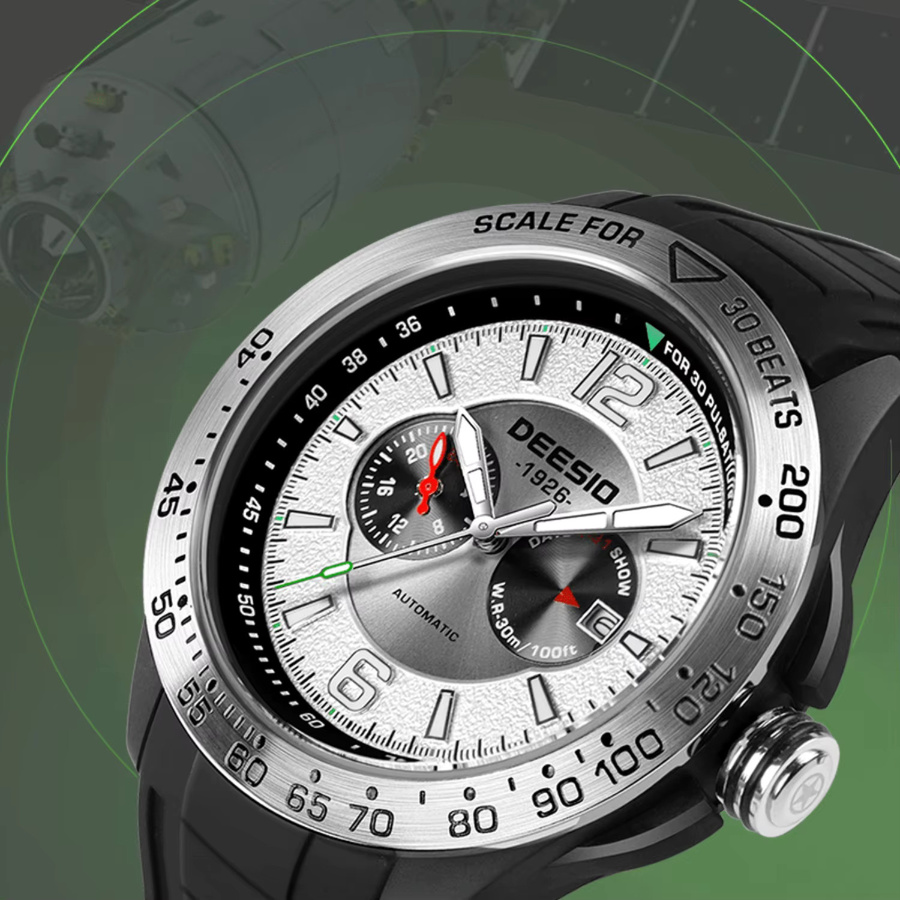 Deesio Armbanduhr Automatik, Saphirglas, Silber, Silikon, Herren - Bild 2