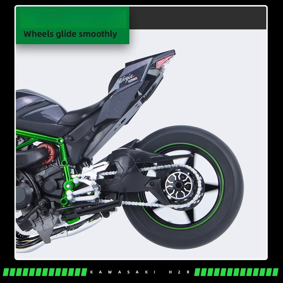 Kawasaki Ninja H2R, Motorrad Modell, 1:9, Metall, mit Licht, Schwarz - Bild 4