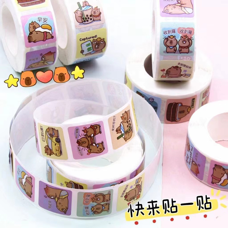 500 Blatt süße Kapibara-Spiralaufkleber aus wasserfestem PET in Multicolour für DIY-Tagebücher und Kawaii-Bastelprojekte - Bild 4