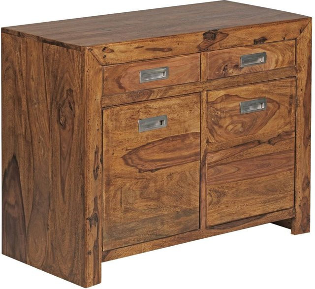 Wohnling Sideboard aus Sheesham Massivholz in Braun B/H/T: 90 x 70 x 40 cm - Bild 1