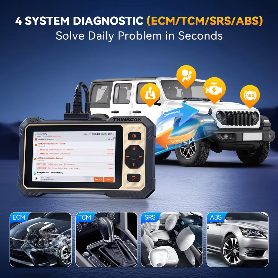 THINKCAR ThinkScan 662 Bidirektionales Diagnosegerät mit CANFD und OBD2-Scanner in Schwarz mit 12 Reset-Funktionen - Bild 5