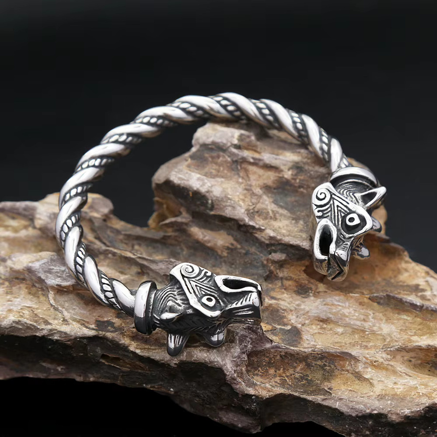NORTHMAN Armband Edelstahl, Wolf Kopf, Silber, Unisex - Bild 2